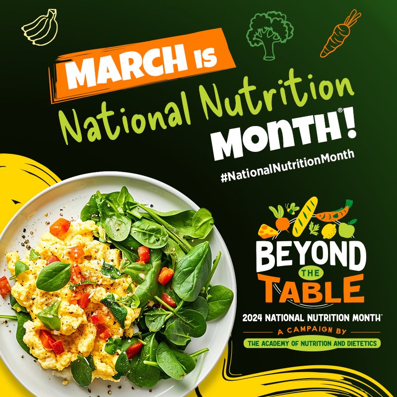 Throughout March, celebrate #NationalNutritionMonth by going Beyond the Table! 

Dive into the farm-to-fork aspect of nutrition, explore the various ways and places we eat, and learn about the great work RDNs and NDTRs do: sm.eatright.org/NNM