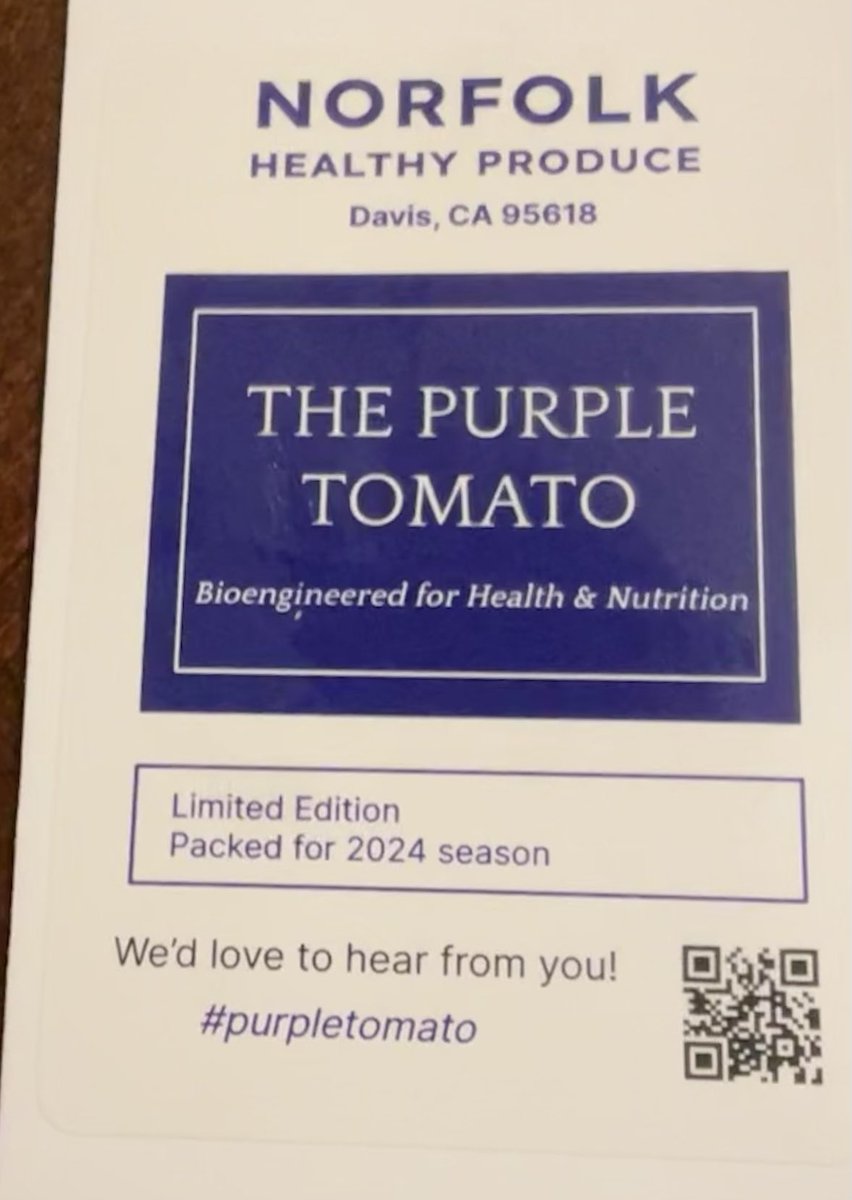 AgBioWorld's tweet image. Ha, just got my GMO #purpletomato seeds! Price: $20 for 10seeds. Joy of planting the most transformative ag tech of my lifetime? PRICELESS! 

norfolkhealthyproduce.com