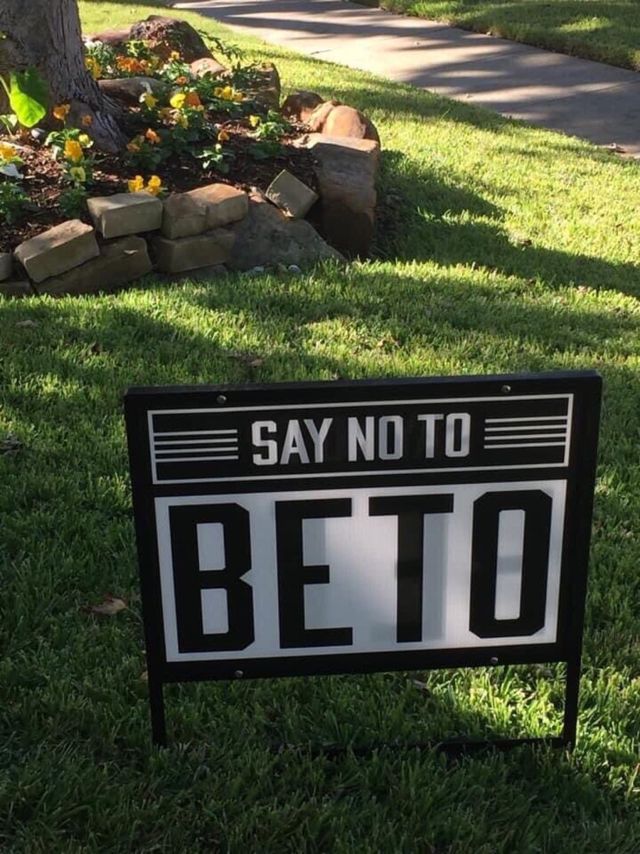 @ImMeme0 We live in Texas, & we’ve rejected Beto for 🚫 U.S. Senator 2018 🚫 President 2020 🚫 Governor of Texas 2022 All he really does is embarrass himself, & soak up donated Democrat Millions.💰 Should he run for something again, our yard sign is on the ready✔️ 😂#BetoNoBueno