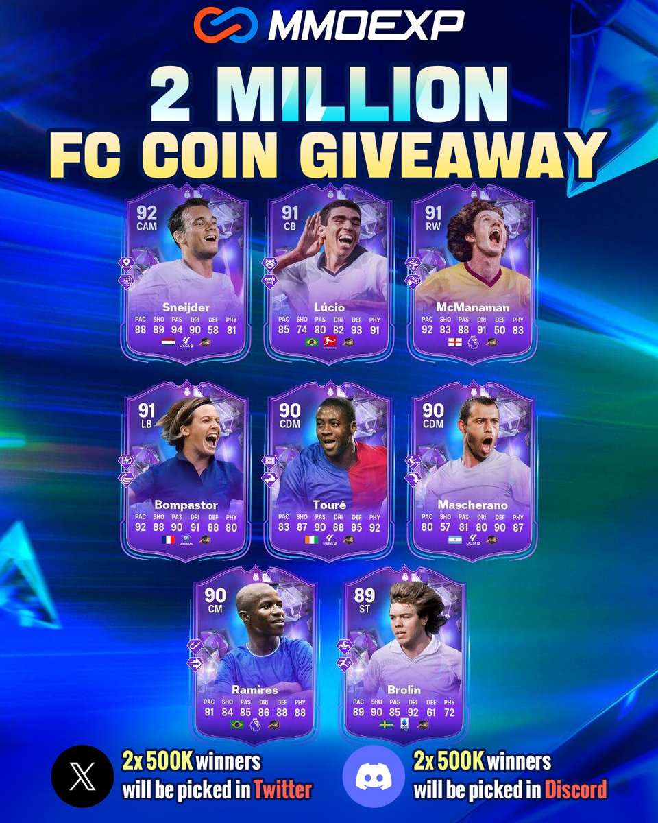 🔥Fantasy FC Team 2 releasing... 🚨2 Million Coin #FC24 Giveaway ✅Follow me & Retweet & Like for a chance to win 🎁Picking 2x 500k winners in Twitter 🎁Picking 2x500k winners in discord server 👉discord.com/invite/wTF6TGF… 📢Winners will be up in weekend. Good luck.