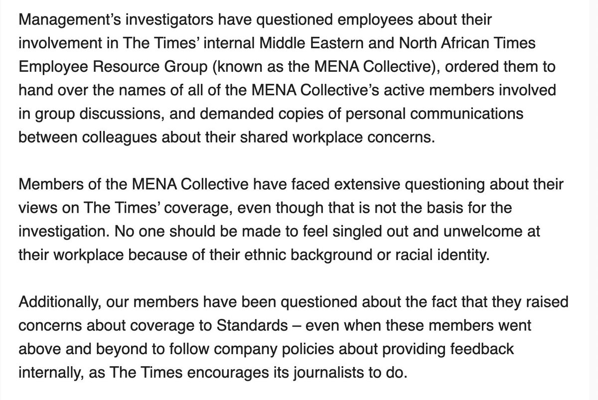 The @nytimes is not only conducting an internal investigation to find staffers who leaked information to @theintercept — it’s singling out Arab and Muslim journalists for “extensive questioning” about their views on NYT coverage. Every NYT journalist should be outraged by this.