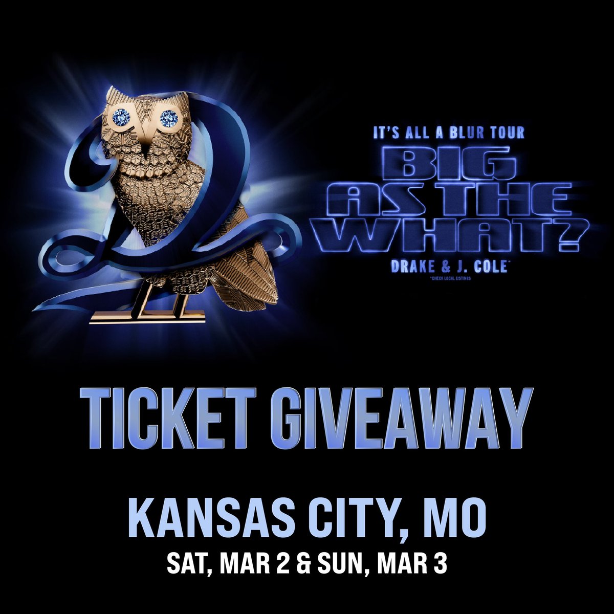 WordOnRd's tweet photo. ITS ALL A BLUR TOUR TICKET GIVEAWAY 

We’re giving away a pair of tickets for nights 1 &amp; 2 in Kansas City, MO🔥 

To Enter: RT and reply with your date of choice. We’ll randomly pick one winner for each night and each winner will receive 2 tickets 🎫 https://t.co/QzZu3hz5Oo