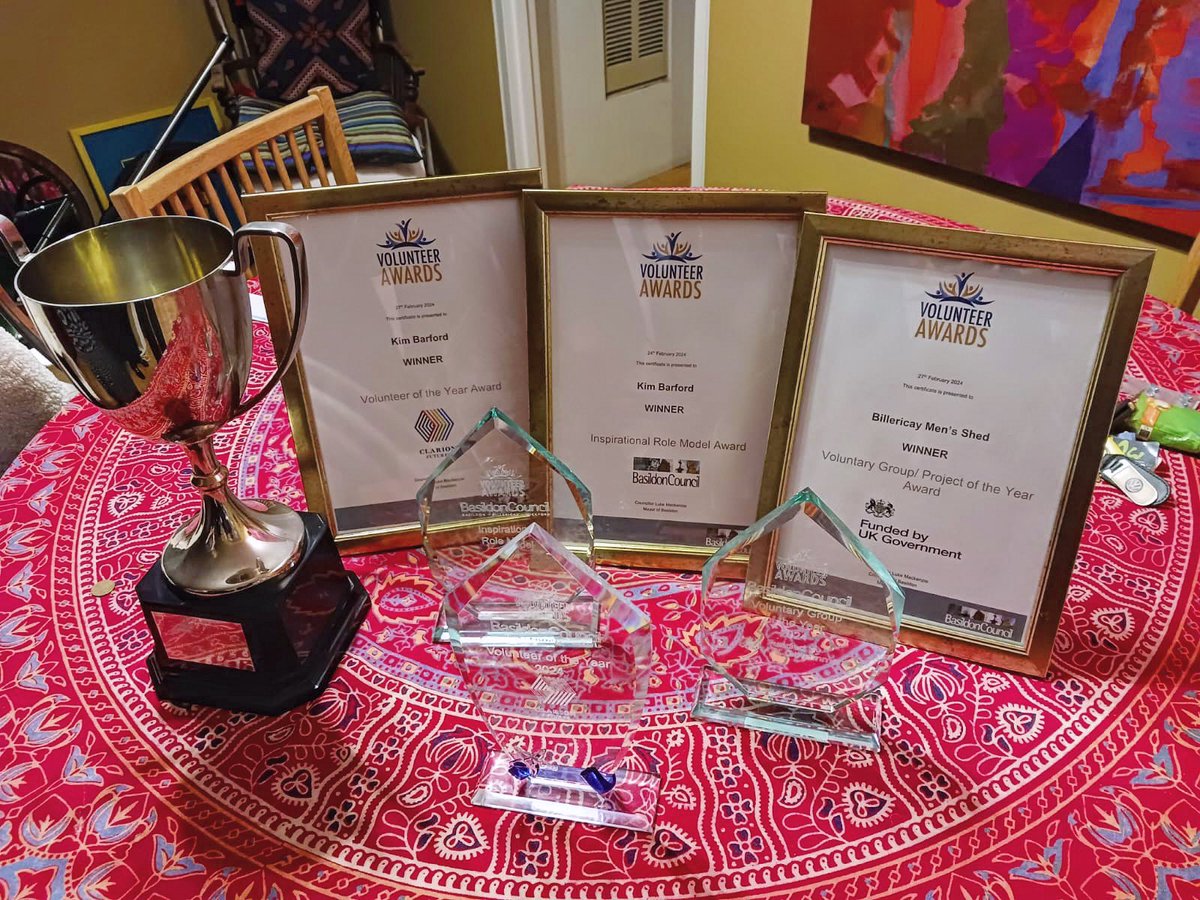 Delighted to share the awards won by #billericaymensshed @basildon_council awards   As Chair I was delighted that we won #projectoftheyear but even more so when cofounder and Trustee @barfordkim won #inspirationalvolunteer and #volunteeroftheyear    Bravo Kim