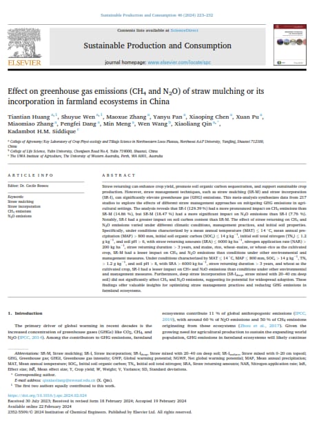 Our collaborative (NWAFU & @IOA_UWA @UWAresearch) meta-analysis synthesized data from 217 studies to explore the effects of different straw management approaches on mitigating GHG emissions in agricultural settings. @uwanews sciencedirect.com/science/articl…