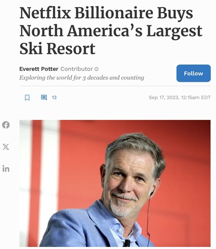 Theres always something free in it for #MeghanMarkleIsAConArtist #meghanandharryaregrifters
#meghanandharryareajoke

Reed Hastings, the co-founder of Netflix, has made a $100 million investment in Powder Mountain, Utah, the country’s largest resort.