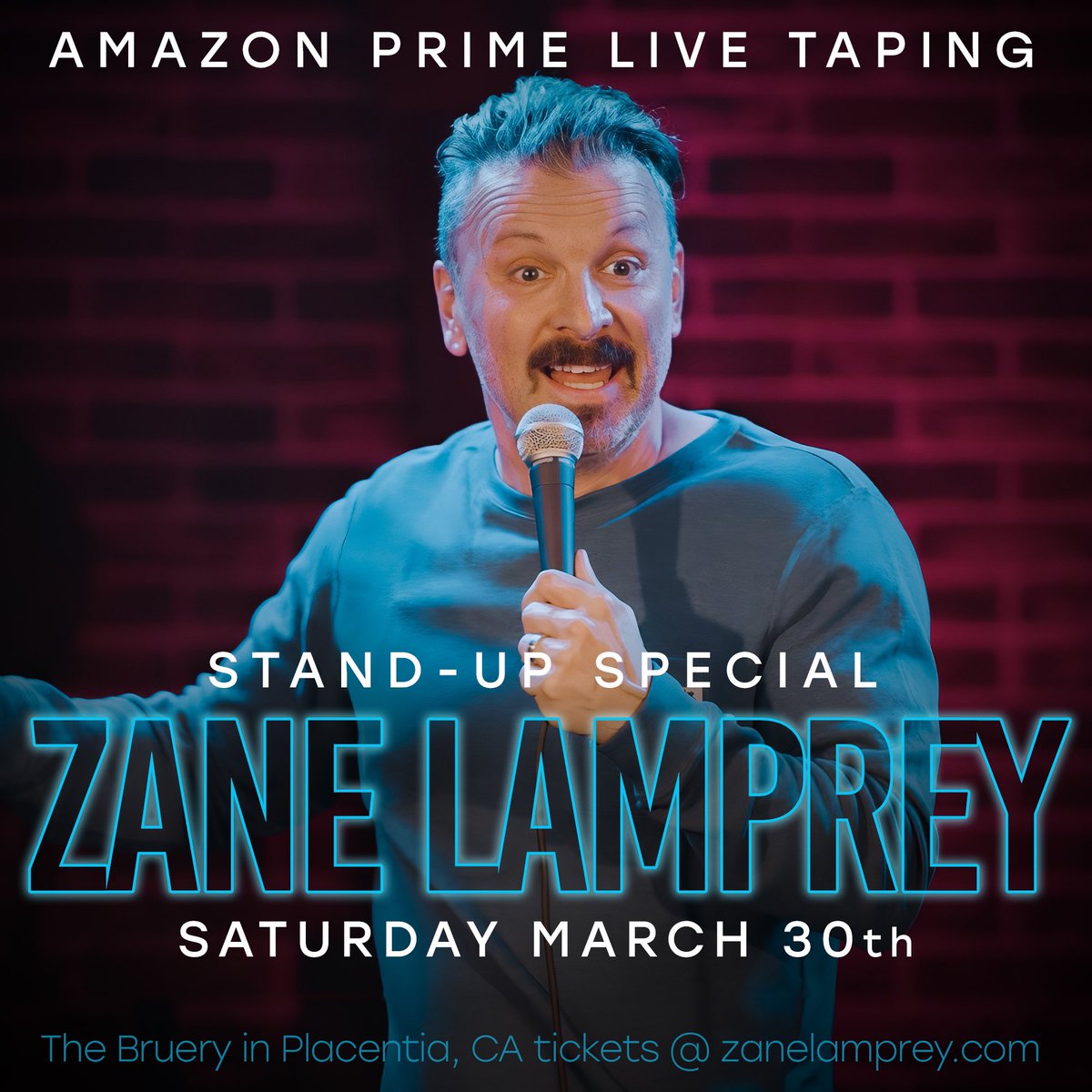 I’m taping my 3rd Amazon Prime stand-up special on Saturday, March 30th at The Bruery in Placentia, CA (near Anaheim)! tix @ zanelamprey.com