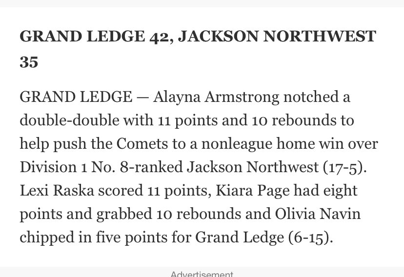 Alayna Armstrong (@alaynaarmstro11) on Twitter photo So proud of our team effort vs a very talented Jackson NW team on my senior night. <a href="/CometWBB/">GL Girls Basketball</a> <a href="/PGHMichigan/">Prep Girls Hoops Michigan</a> <a href="/MIpremierbball/">Michigan Premier</a> <a href="/MichHSBball/">Mich HS Bball</a> So proud of our team effort vs a very talented Jackson NW team on my senior night. <a href="/CometWBB/">GL Girls Basketball</a> <a href="/PGHMichigan/">Prep Girls Hoops Michigan</a> <a href="/MIpremierbball/">Michigan Premier</a> <a href="/MichHSBball/">Mich HS Bball</a>