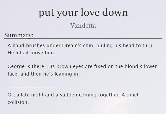 vxndettta's tweet photo. "put your love down" | rated G

(dnf, 1.8k wc, first kiss, developing relationship)

HELLO hope u guys like this :) ☀️💗☀️

https://t.co/O0nmSk9G9E https://t.co/E9loDINvcA