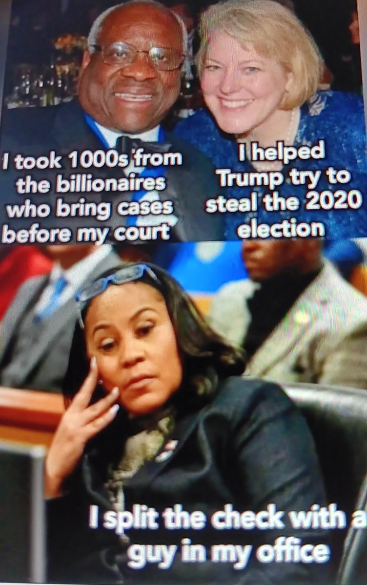#FridayVibes #FridayNight How is it that insurrectionist MAGA Cultist Jenni Thomas, wife of Sex. Predator Clarence Thomas aren't in Jail, for bribery & elec. Interference,yet Fulton County DA #FaniWillis is being accused of inprorities 4wanting DT Punished🙄👋🏽