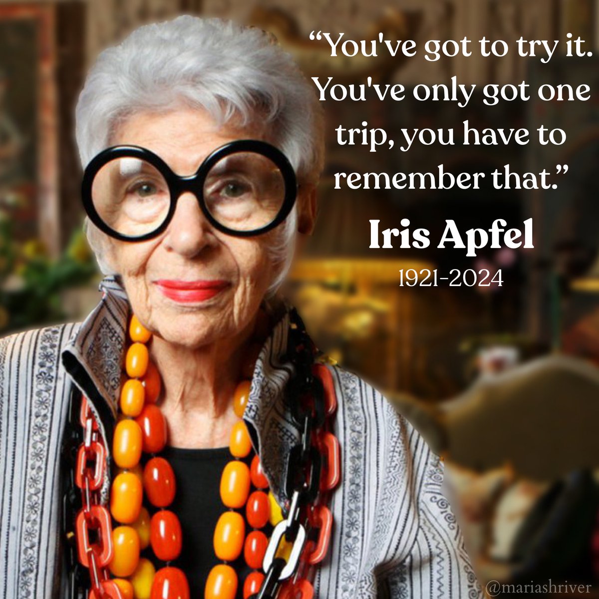 Wow! What a truly remarkable life #IrisApfel lived. She truly did it all: she was a businesswoman, she was a fashion model, she was a fashion icon, she was a college professor, she was a star of a documentary, she was a Barbie doll! Iris is truly proof that age is just a number,