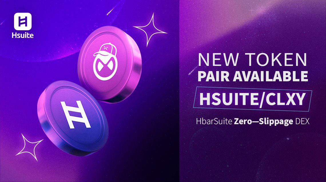 Have you checked out the Zero-Slippage #DEX #BuiltOnHedera? 💪

#HSUITE now has $CLXY! 👾

And 15% APR for LP rewards! 😎

Check out $CLXY on @HbarSuite 👀

#CLXY #HBAR $HSUITE #Hedera