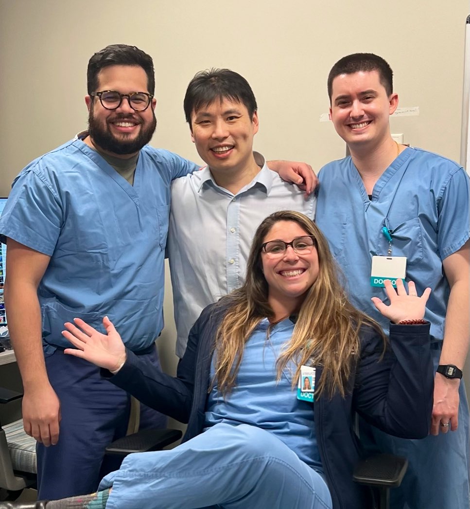 Our #BrighamGI inpatient consult team honoring #DressInBlueDay for #ColonCancerAwarenessMonth 💙 #ScreeningSavesLives: Talk to your doctor about #coloncancerscreening options if you're age 45 or ⬆️, or if you have any risk factor for colorectal cancer #GetScreened #45isTheNew50