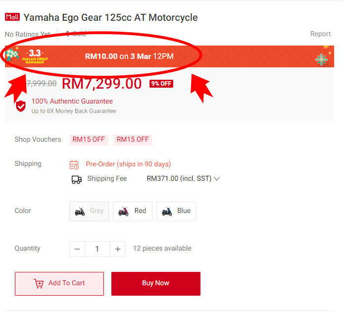 idea_shopee's tweet photo. Motor RM10? Sempena Sales 3.3 Shopee mungkin rezeki kita boleh dapat RM10

https://t.co/A8jC13vbmB https://t.co/34Aa5UPgo4