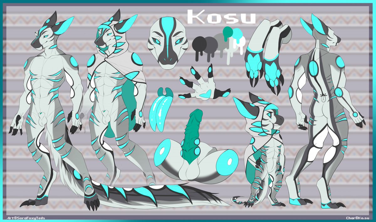Figured Since I haven't posted here in quite a few years I'd drop Kosu's main reference sheet, Original post on FA: furaffinity.net/view/23547953/ Still love this guy I designed over 6 years later. NSFW warning