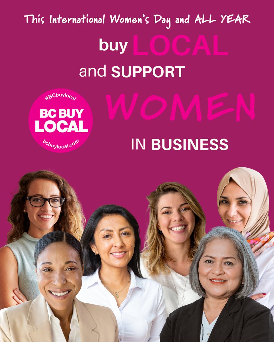 Let's celebrate the significant contributions women entrepreneurs have brought to our communities

Discover 🔎 them: Check out our #BCBuyLocal profiles (search "woman-owned").

Spread love to all the AMAZING women in business - tag your favourite local women-owned businesses 💗