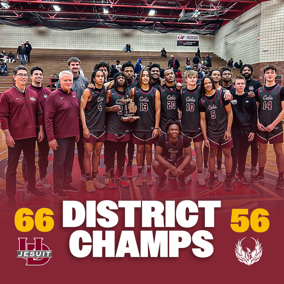 District Champs! A gritty team win highlighted by 22 points from @ZayJohnson08, 12 from @LeroyBlydenJr, and 10 each from @GerrardMcCoy033 and @davidh3rron. We move on to the regional round next Tuesday against De La Salle. #GoCubs