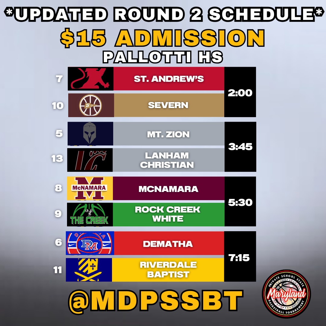 UPDATED GAME TIMES FOR @MDPSSBT