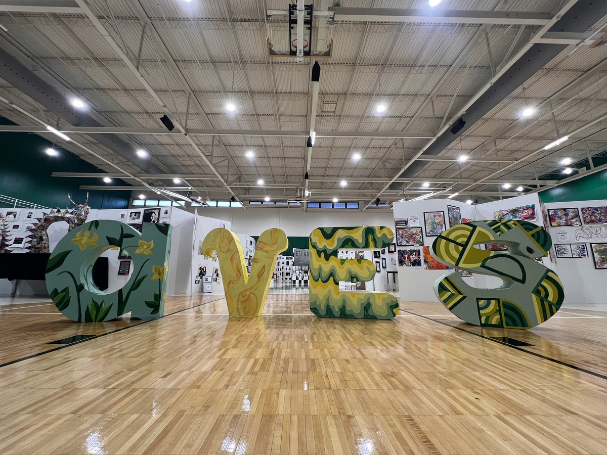 The 2024 District Art Show made a statement at Opening Night!

Thank you to everyone who came out this evening. Enjoy Pancake Day on Saturday!

Check out the new AVES letters constructed by Art II: 3-D featuring styles from different artists. QR codes link to information on them.