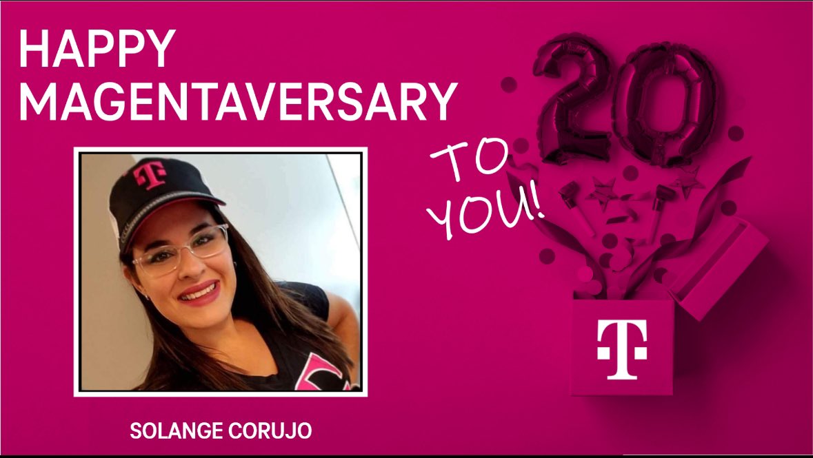 To know Sol is to love her! Happy 20th Magentaversary, Solange! Thank you for all you do for our employees, our teams…and for me each and every day! Cheers to you (I’m even using my left hand!) 🩷