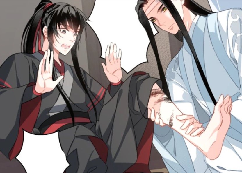 gremlinyibito's tweet photo. you’ve got to love the way wei wuxian reacts every time lan wangji gets too close to him https://t.co/eI2cZY1DoA