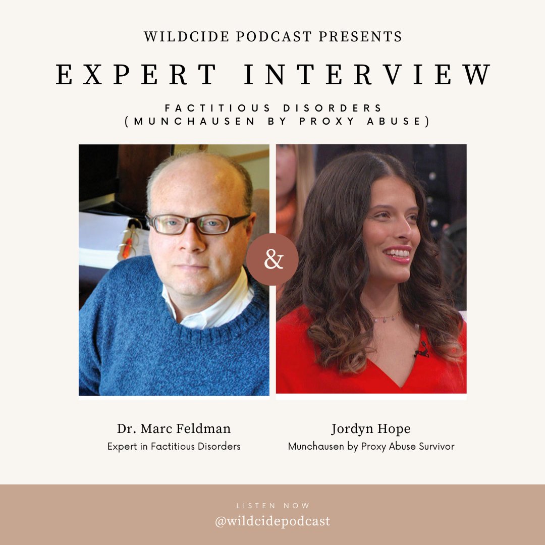 Get ready to have your mind BLOWN! Check out our interview with Dr. Marc Feldman and Jordyn Hope as they enlighten us about all things about this devastating abuse and how to find hope. Tune in and ENJOY!  #munchausen #munchausenbyproxy #Abuser  wildcidepodcast.com