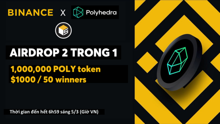 Airdrop 1000 $USDT cho cộng đồng 5 Phút Crypto khi tham gia sự kiện airdrop từ Polyhedra x Binance Web3 Wallet #5PC #Binance 

🎁Pool thưởng: 1000 $USDT - TIỀN TƯƠI chia cho 50 mem may mắn nhất - Mỗi người 20 $USDT 

💠Cách tham gia:

1⃣Hoàn thành nhiệm vụ theo