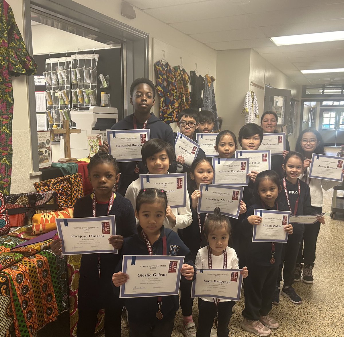 Congratulations to this wonderful group of students who demonstrated the virtue of Love for the month of February!❤️ Thank you for spreading love all around our school daily!💖💕🙏 ⁦@TCDSB⁩