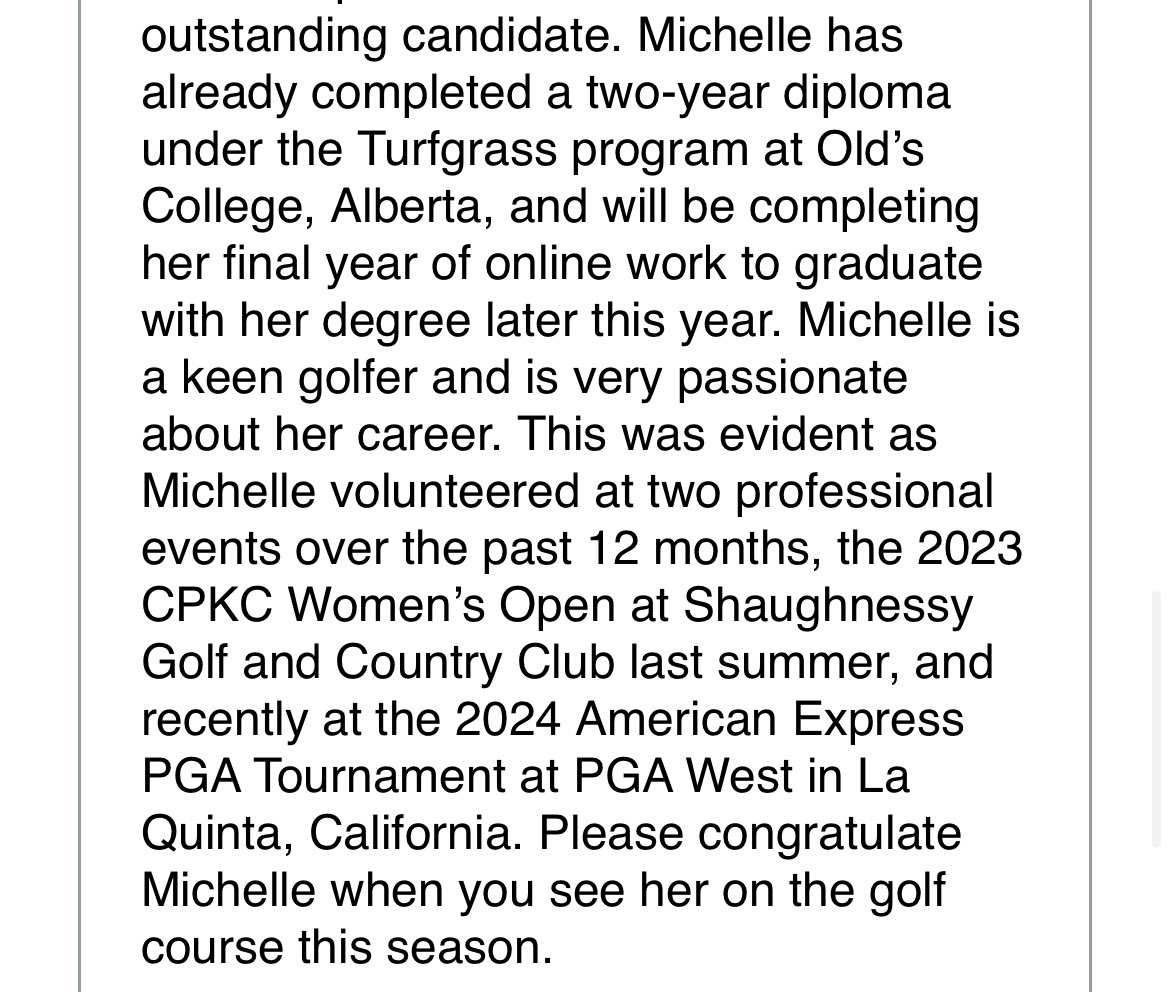 @NickDaley86 @EricAndrejicka and I are very proud to announce the promotion of @MichelleFayS to Assistant Superintendent @CapilanoGreens. Communication to our membership is below, well done Michelle! Your continued development is great to see, and what this job is all about.