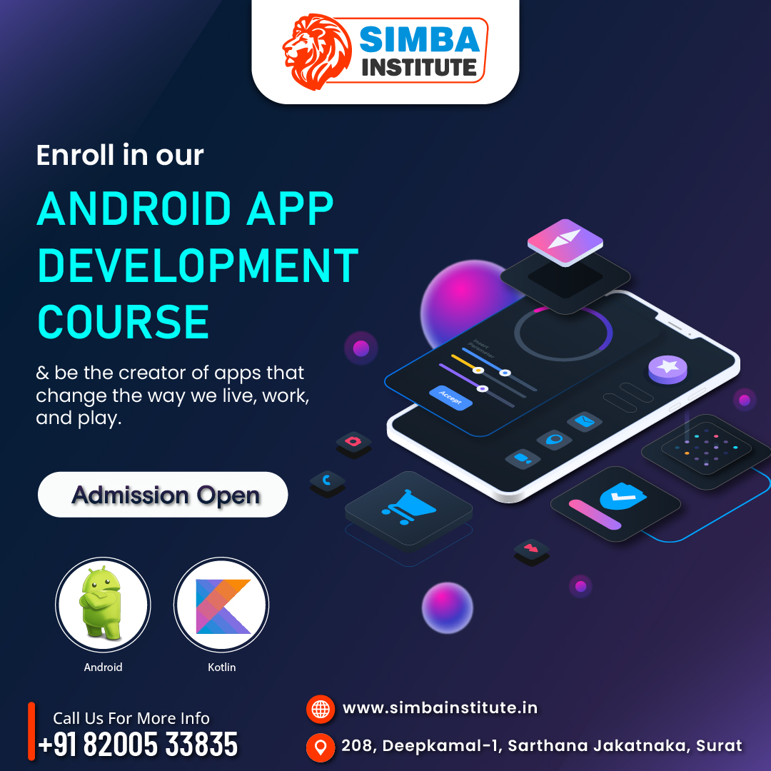 InstituteSimba's tweet image. Simba Institute
Address: 208, Deepkamal-1, Sarthana Jakat Naka, Nature Park and Zoo, Nana Varachha, Surat, Gujarat 395006
Website: simbainstitute.in
For Free Consultation: +918200533835
#AndroidCourse #TechEducation #AndroidCourseinSurat #AndroidinSurat