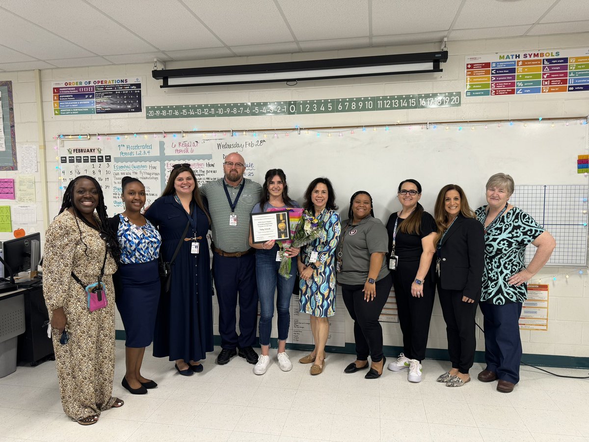 sdpbcESP's tweet photo. Join us in celebrating our Beginning Teacher of the Year (BToY) for the South Region (Secondary), Haley Schmidt! It was a pleasure to honor you with your Soaring Eagle family. #ESP24 #catchthewave @eagleslandingms @DRizzattiPBCSD @pbcsd @SDPBCProfDev https://t.co/Mt8w7mji71