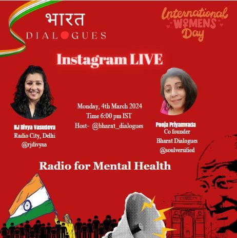 *RESCHEDULED INSTAGRAM LIVE*
Bharat Dialogues is excited to announce a series of Instagram LIVE sessions dedicated to Women & Mental Health Summit & Awards.
#Radio #WorldRadioDay #MentalHealth #Media #WMHSA #WMHSA24 #WMHSA2024