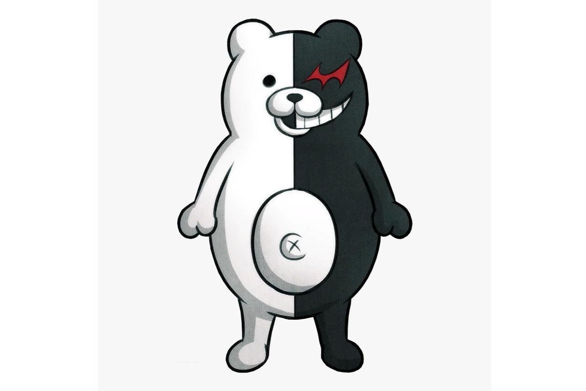 monokuma no humans grin smile bear full body standing simple background  illustration images