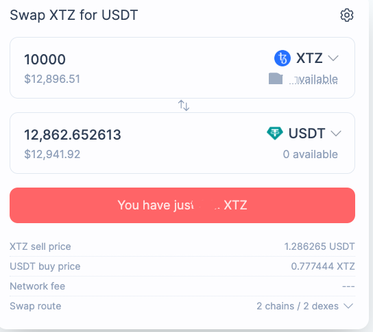 #tezoscommunity Hello guys, If you have swapping needs of $10,000 or less, it is strongly recommended to do it on DEX , there is almost no slippage. It's also the best way to support #tezos.