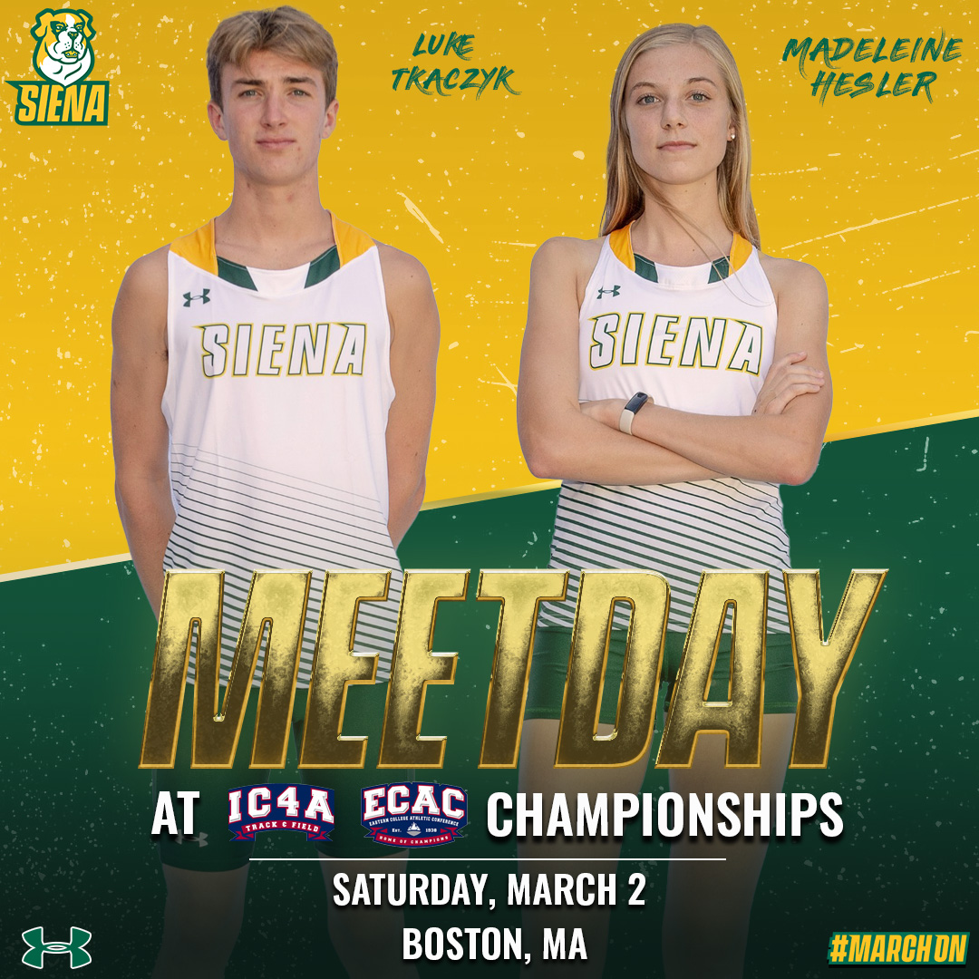🎽 #MEETDAY @SienaXCTrack begins weekend action at the @ECACSports Indoor Track Championships 🏟️ BU Track & Tennis Center 📍 Boston, MA 📊 t.ly/9k5i8 #MarchOn x #SienaSaints x #NCAATrack x #MAACTrack
