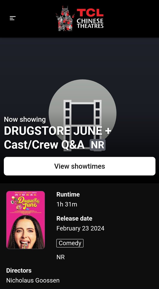 Los Angeles! Monday night join us for a screening of @DrugstoreJune @ChineseTheatres followed by a cast Q&A featuring @littleesther @billburr @bobbyleelive #haleyjoelosment @StephTolev @BRANDONWARDELL tclchinesetheatres.com/films/DRUGSTOR…