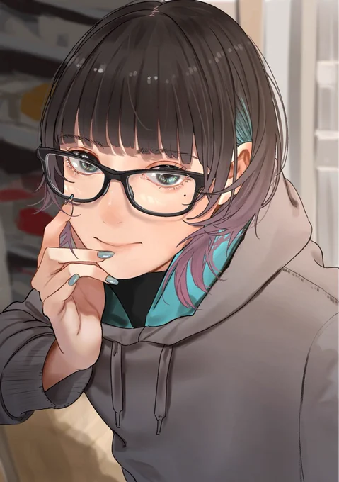 インナーカラー眼鏡ッ子 