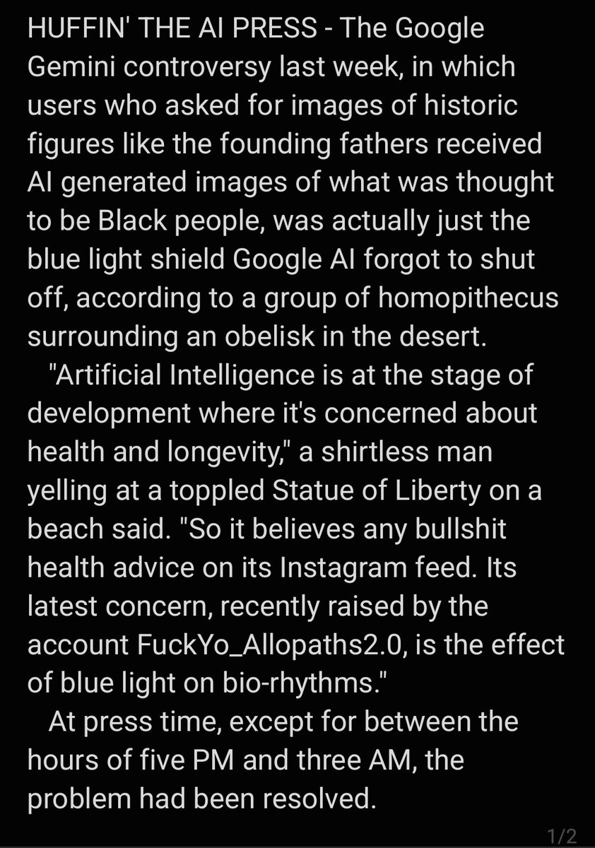 Person33SaTiRe's tweet image. Google Gemini Historic Image Controversy Just A.I. Using Blue Light Shield On Extra Dark Mode