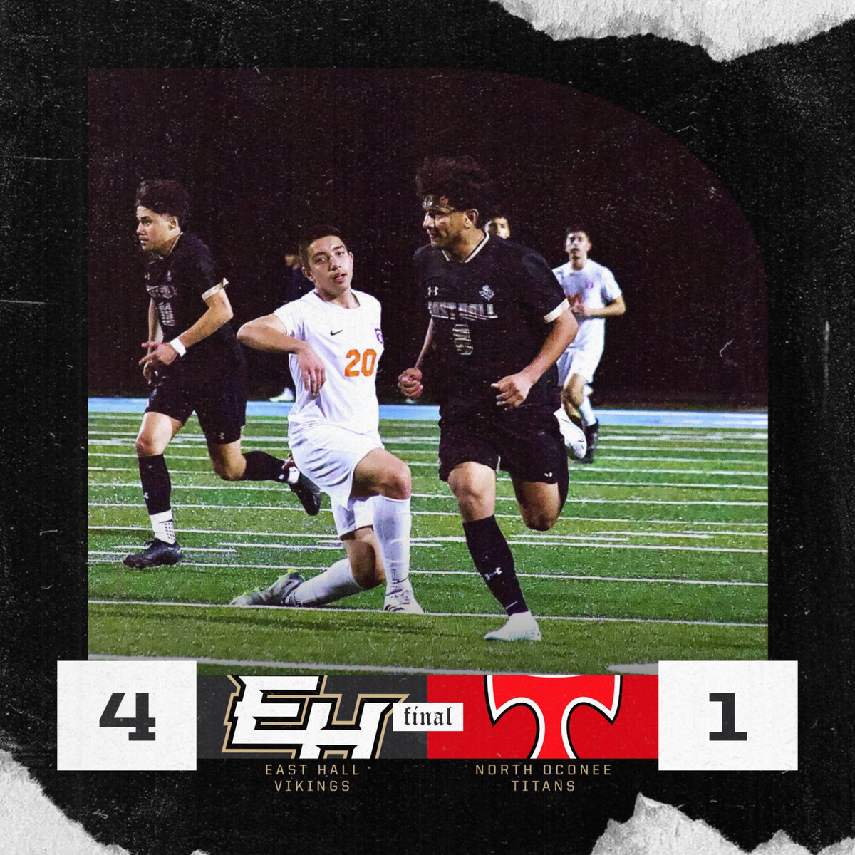 East Hall defeats North Oconee 4-1 tonight to pick up a region win. Orlin Yanes (2), Danny Tapia and Jorge Moya all scored for the Vikings in the win. We travel to Cedar Shoals on Tuesday in a huge region matchup. Go Vikings!