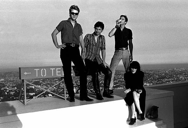 46 years ago The American punk rock band X (from left: Billy Zoom, DJ Bonebreak, John Doe & Exene Cervenka) on a rooftop in Los Angeles, March 1978. Photo by Janette Beckman #punk #punks #punkrock #x #xtheband #history #punkrockhistory