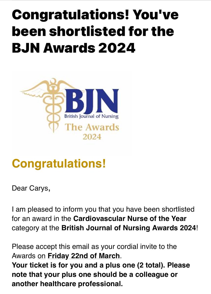 Very surprised, excited & incredibly proud to be shortlisted for this award ! Thank you ⁦@BJNursing⁩ what an honour especially alongside such fantastic nominees ⁦@ImperialNHS⁩ ⁦@ImperialPeople⁩ ⁦@BSHeartFailure⁩ ⁦@bancccouncil⁩ ⁦BSHNurseForum⁩