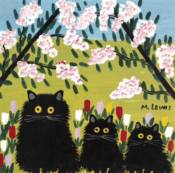 'Three black cats' by Maud Lewis (1903-1970), Canadian folk artist #WomensArt