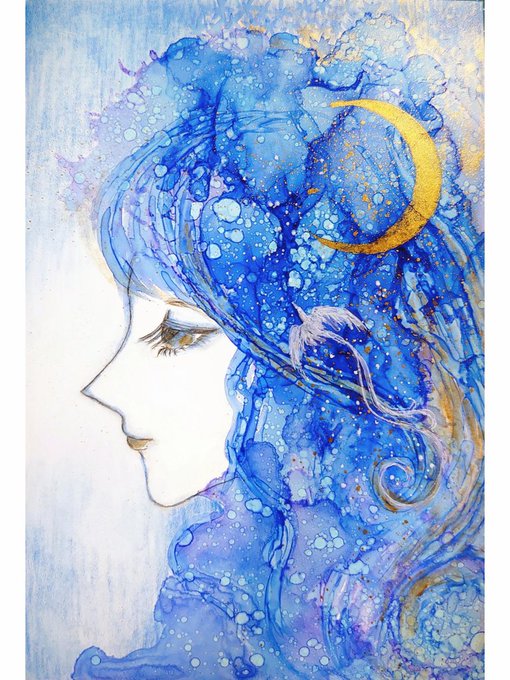 「crescent moon profile」 illustration images(Latest)