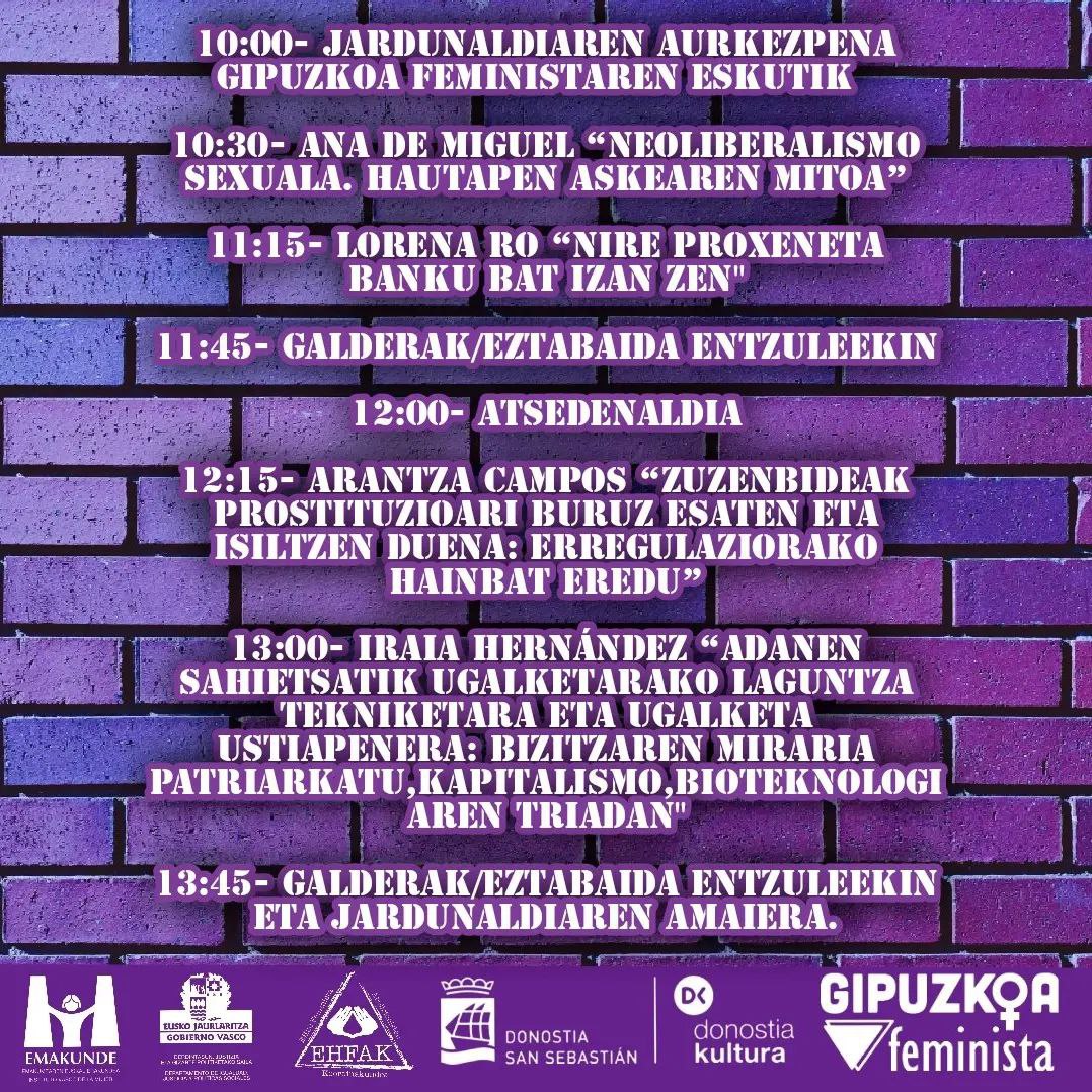 Euskal Herriko Koordinadora feminista abolizionistaren jardunaldiak.

Arrancan en #Donostia las II Jornadas feministas de la Coordinadora Feminista abolicionista de #EuskalHerria #EHFAK

#AbolizionistakGara
#AboliciónProstitución
#ElFeminismoEsAbolicionista