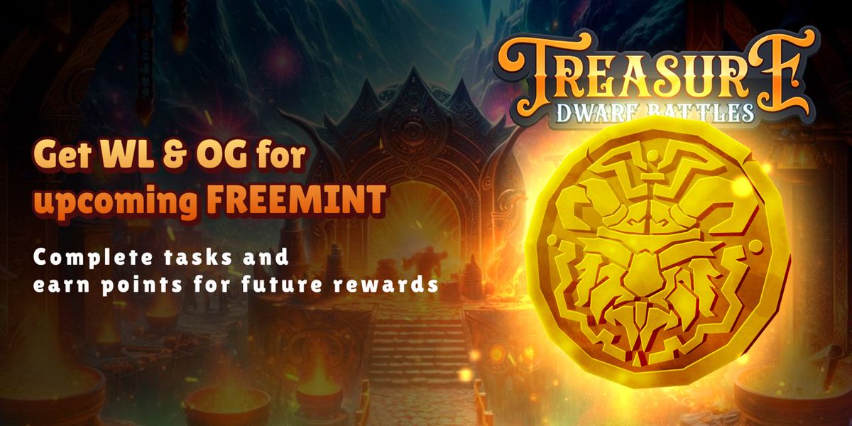 👑 Exciting Announcement! 👑

dwarfbattles.xyz/points

Dwarfs, we're thrilled to launch our first major activity that allows YOU to earn on-chain points! This is your chance to get WL &amp; OG for the upcoming #freemint.

🌟 Act now: Join us, earn points, and make your mark!