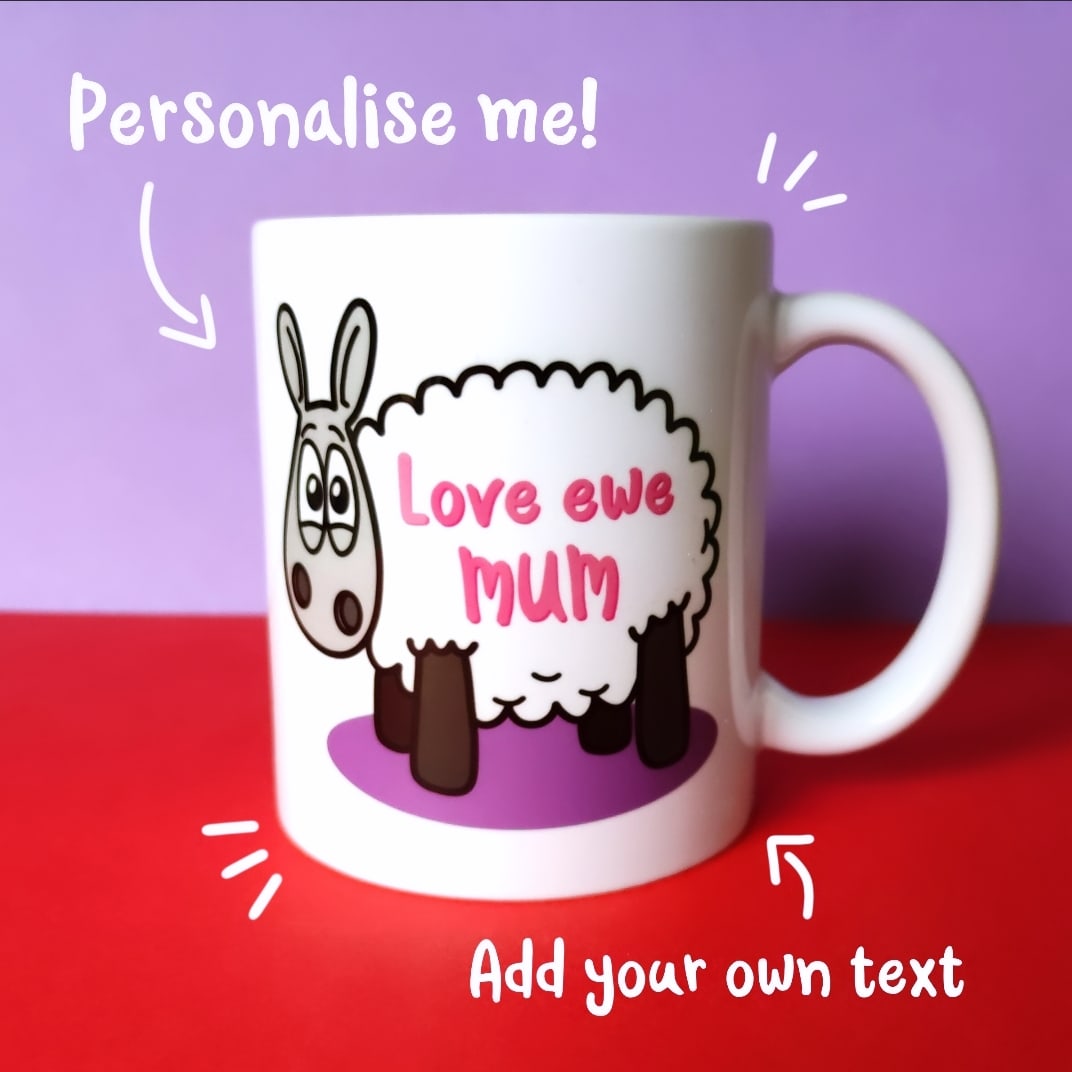 Personalised mugs now available at eweniverse.etsy.com/listing/167273… Add your own text to sheep's fleece! 🐑❤️ #UKGiftHour #ukgiftam #shopindie #CraftBizParty