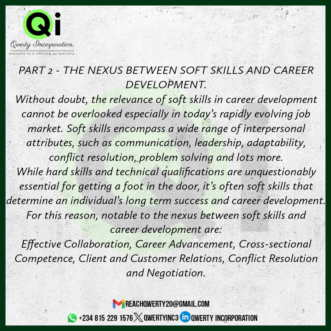 While hard skills and technical qualifications are unquestionably essential for getting a foot in the door, it's often soft skills that determine an individual's long term success and career development. 
Part 3 loading...
#jobsearch #jobopportunity
