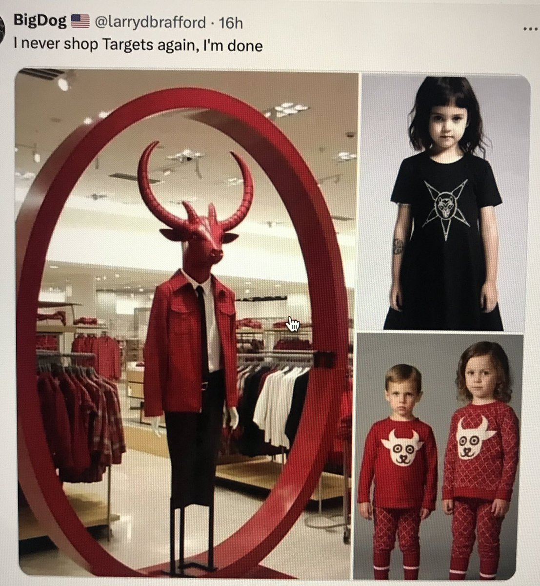 Moloch, the devil pentagram and panda eyes .. pedo promotion.. 
#boycotttarget