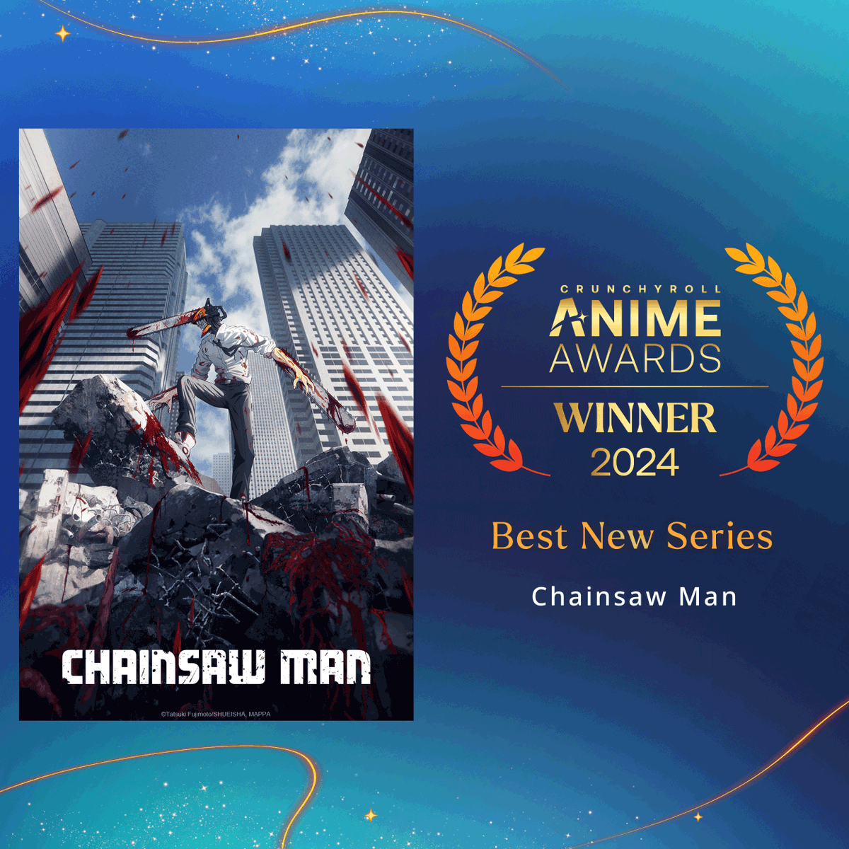 Congratulations to the winner of Best New Series, Chainsaw Man! #AnimeAwards ✨ More: got.cr/aa24winners-tw