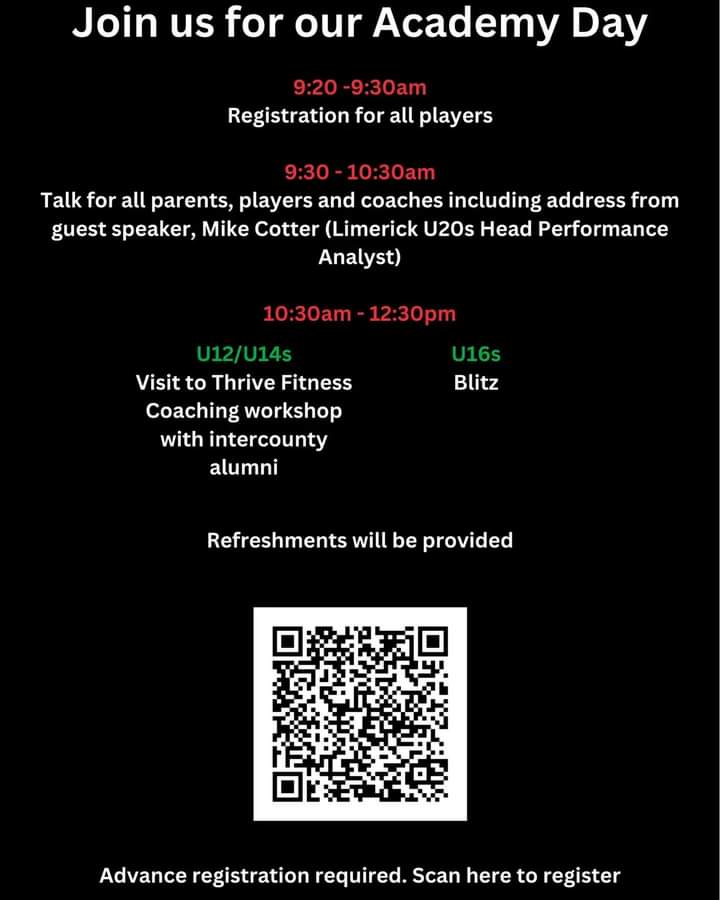 Really looking forward to speaking to parents, players &amp; coaches at next weeks <a href="/CBSCharleville/">CBS Charleville: An Edmund Rice School</a> Academy Day &amp; chatting all things performance analysis &amp; how it was utilised by the school Senior Hurling Team in this seasons Dr Harty Cup campaign

Details below for anyone interested