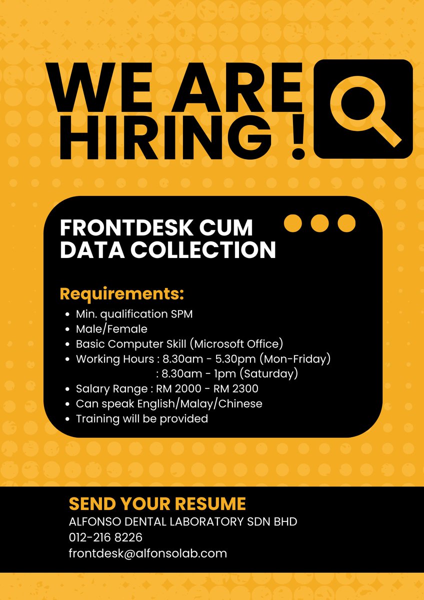 WE ARE HIRING! ☺️☺️ PLEASE HELP ME TO RT @Oh_KerjaKosong @kerjakosongsa @twtkerjakosongg @twt_kerjaMY